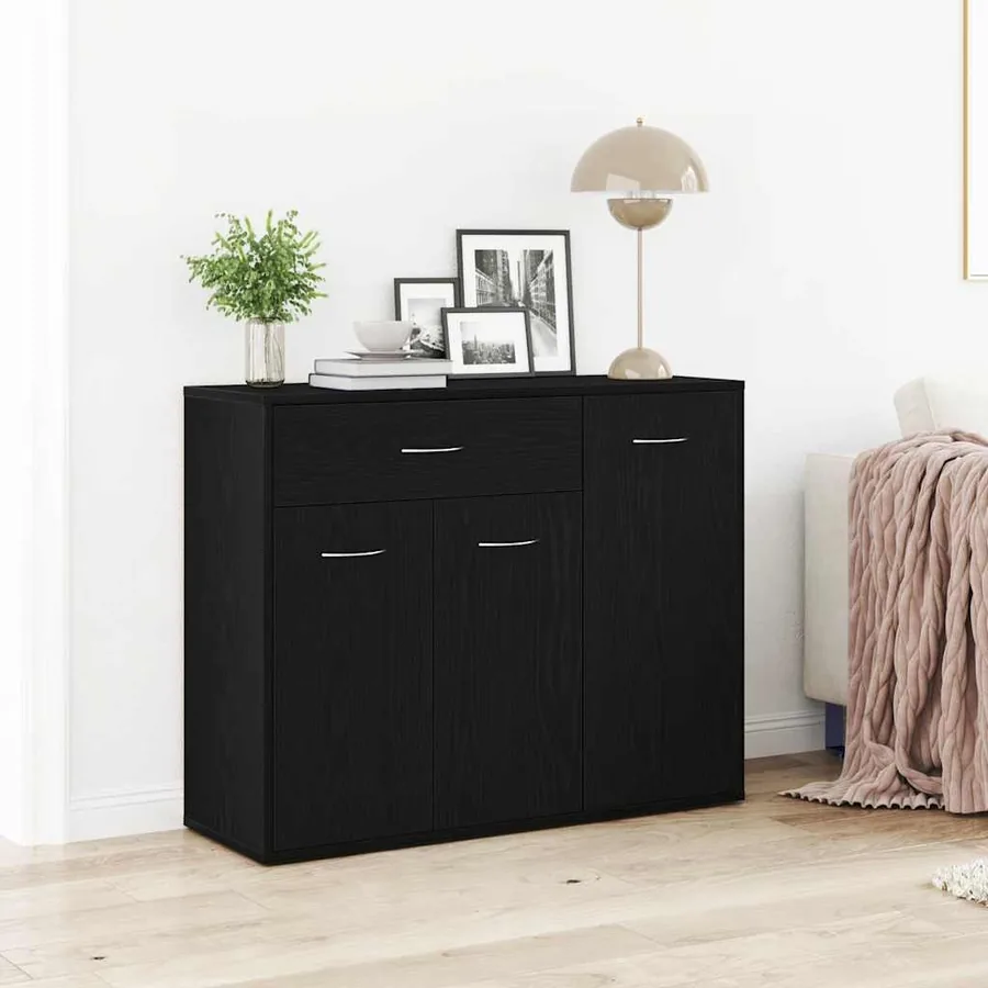 Buffet en chêne noir 88x30x70 cm bois d'ingénierie