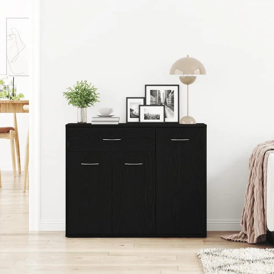 Buffet en chêne noir 88x30x70 cm bois d'ingénierie - 3