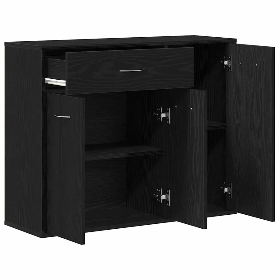 Buffet en chêne noir 88x30x70 cm bois d'ingénierie - 5