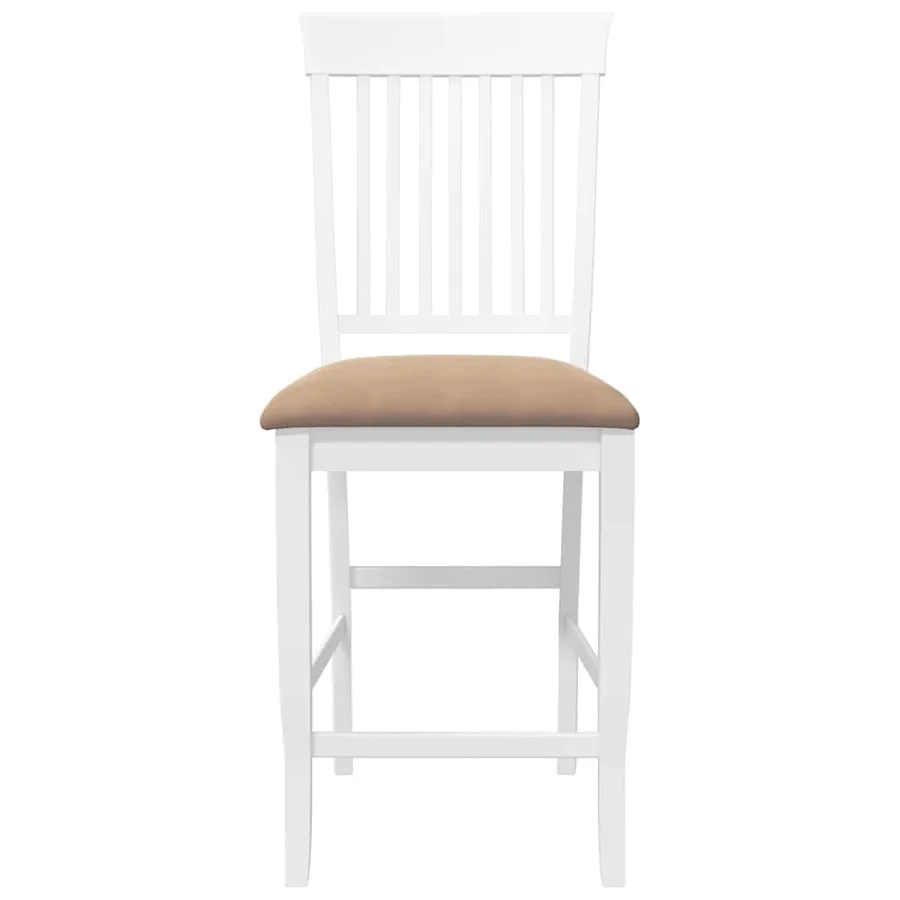 Tabourets de bar avec coussins (lot de 2) en bois massif blanc et caoutchouc - 5