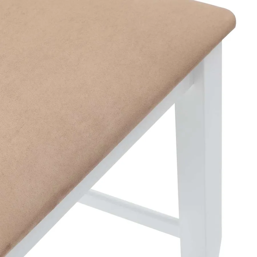 Tabourets de bar avec coussins (lot de 2) en bois massif blanc et caoutchouc - 8