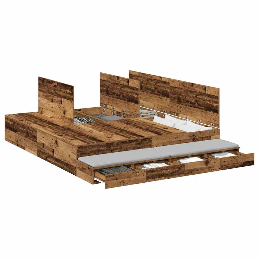 Cadre de lit avec rangement avec tiroir Bois Ancien 180 cm - 3