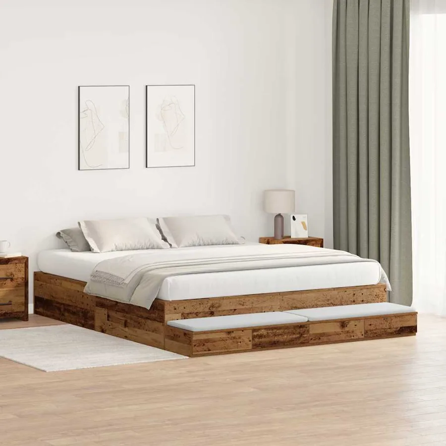 Cadre de lit avec rangement avec tiroir Bois Ancien 180 cm - 5
