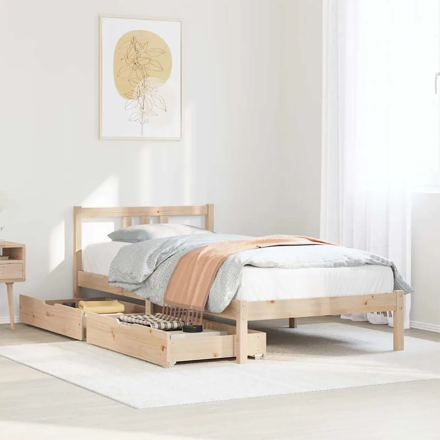 Cadre de lit sans matelas 75x190 cm bois de pin massif