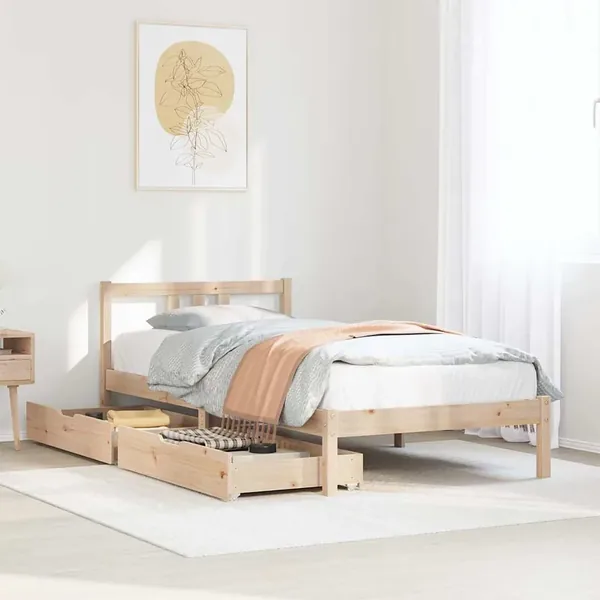 Cadre de lit sans matelas 75x190 cm bois de pin massif
