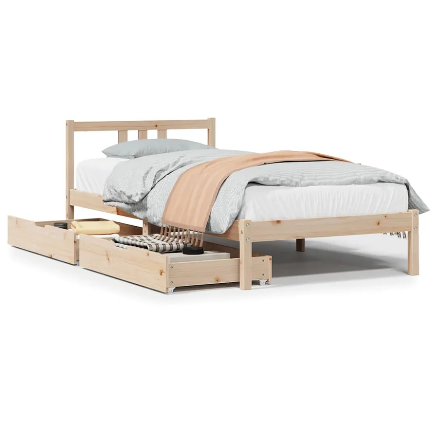 Cadre de lit sans matelas 75x190 cm bois de pin massif - 2
