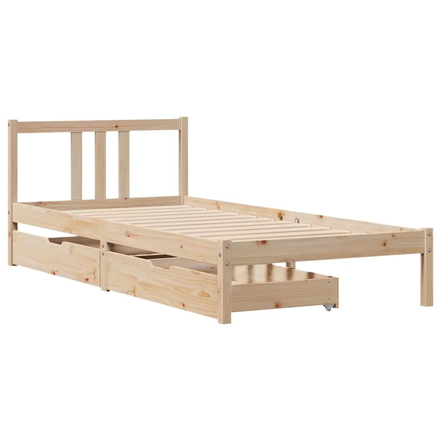 Cadre de lit sans matelas 75x190 cm bois de pin massif - 3