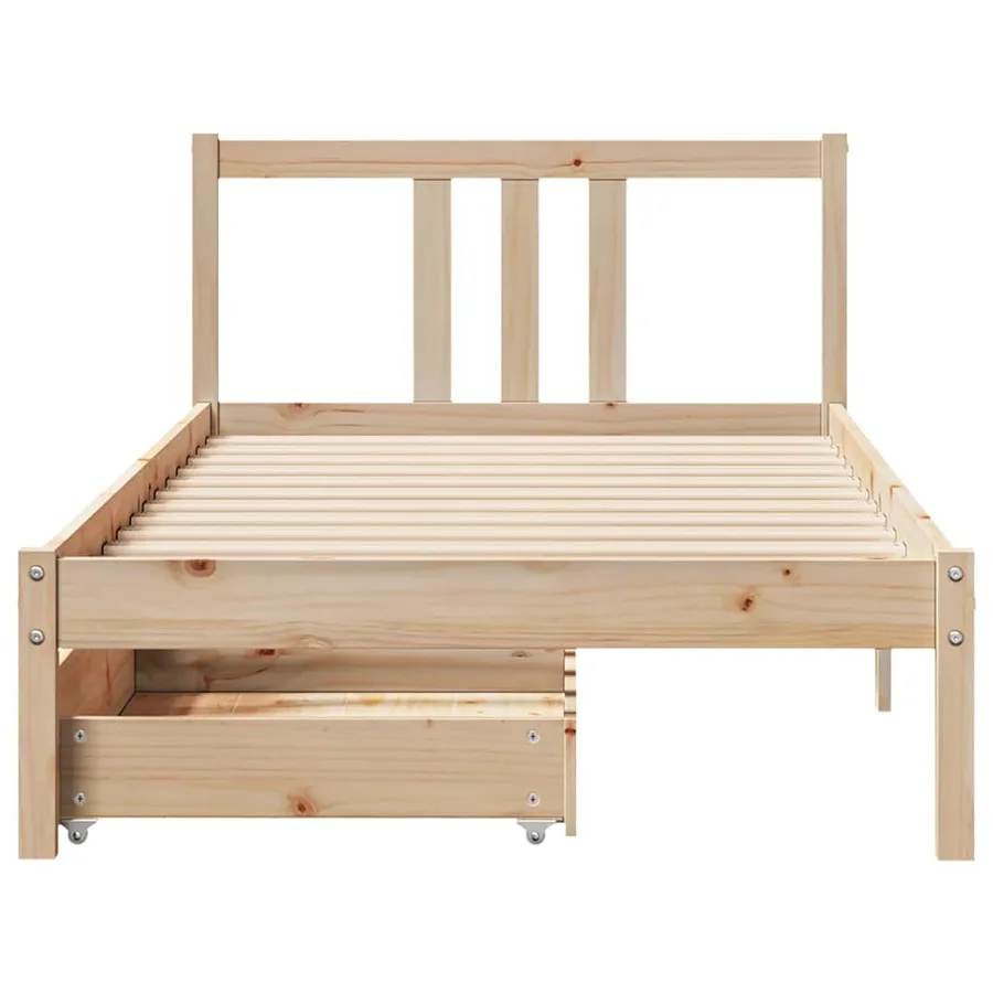 Cadre de lit sans matelas 75x190 cm bois de pin massif - 4