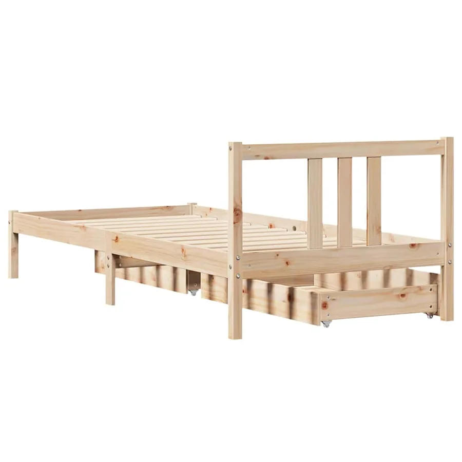 Cadre de lit sans matelas 75x190 cm bois de pin massif - 6
