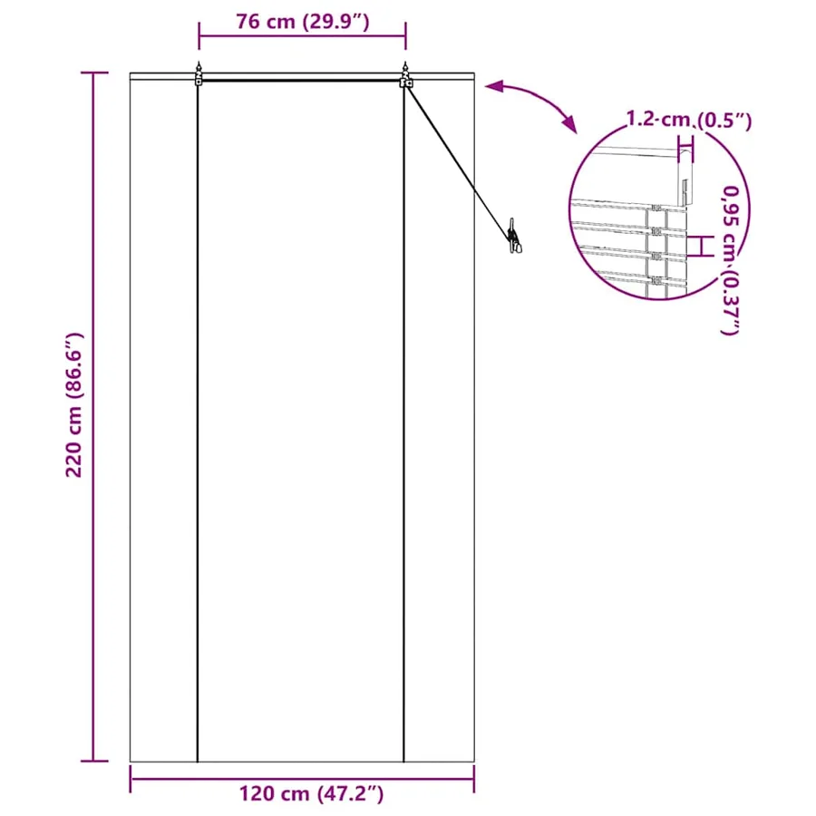 Store enrouleur Marron 120 x 220 cm Bambou - 15
