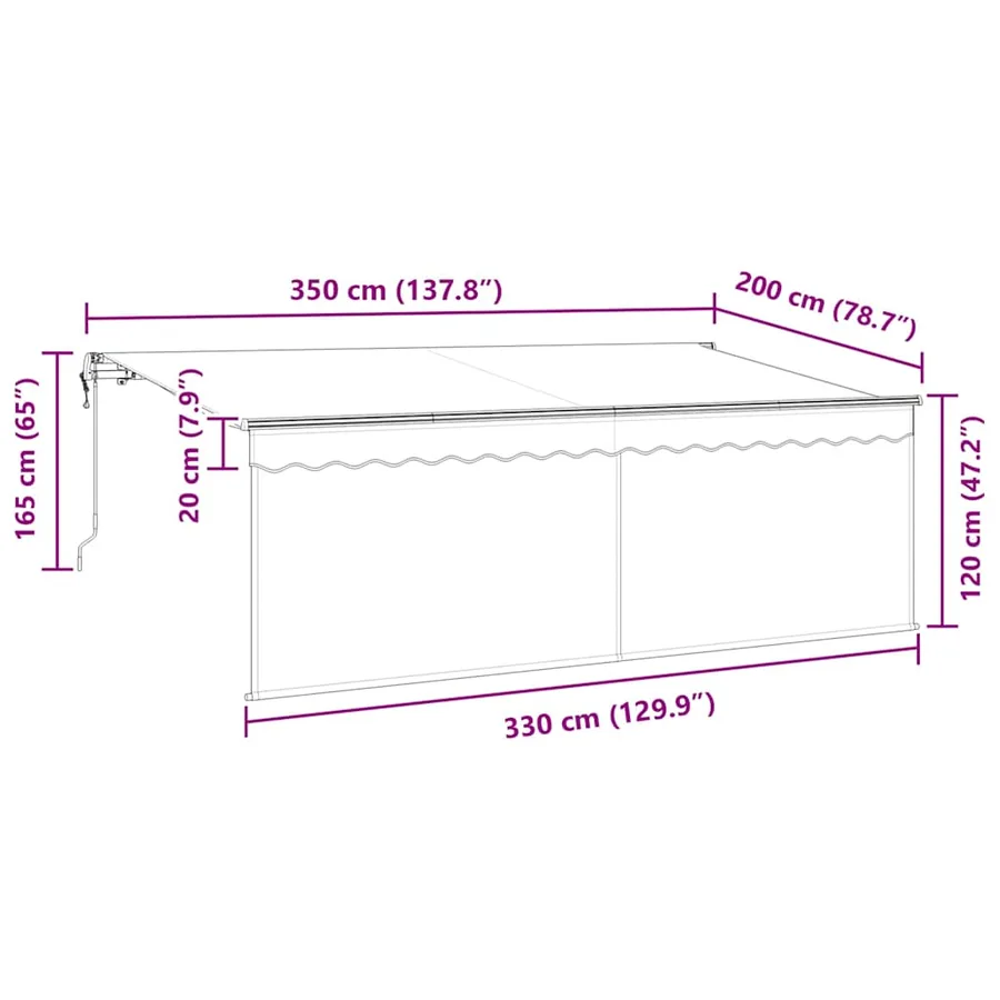 Auvent Rétractable Anthracite 350 x 200 cm - 14