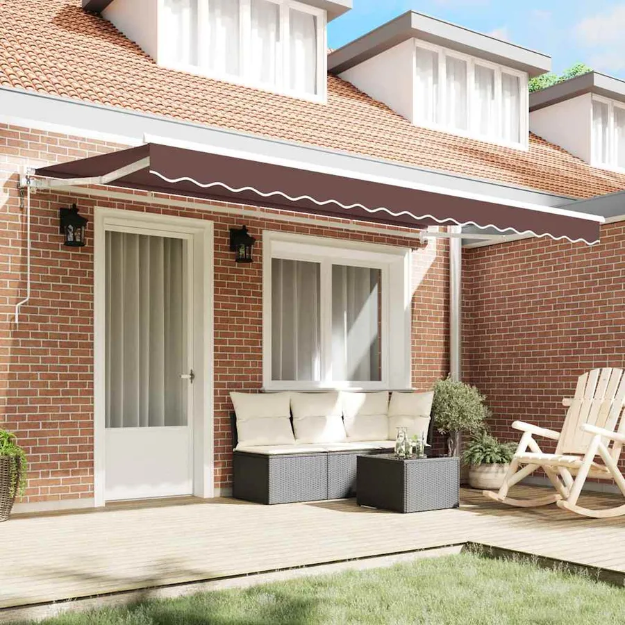 Cadre d'auvent Marron 400 x 200 cm Polyester avec revêtement PU - 3