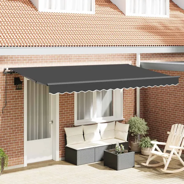 Auvent Rétractable Anthracite 350 x 200 cm tissu