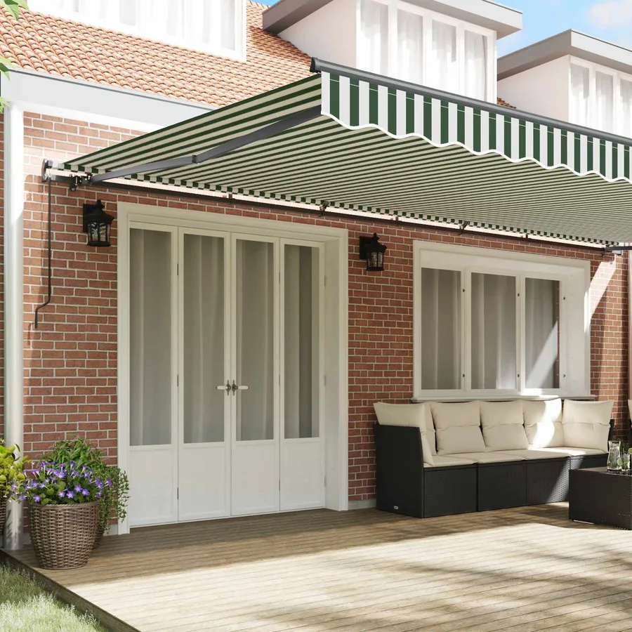Auvent rétractable Vert et blanc 600 × 350 cm - 3