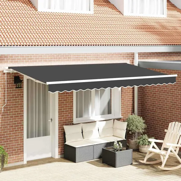 Auvent Rétractable Anthracite 400 x 200 cm tissu