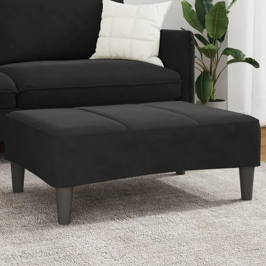 Repose-pied noir 77x55x31 cm velours