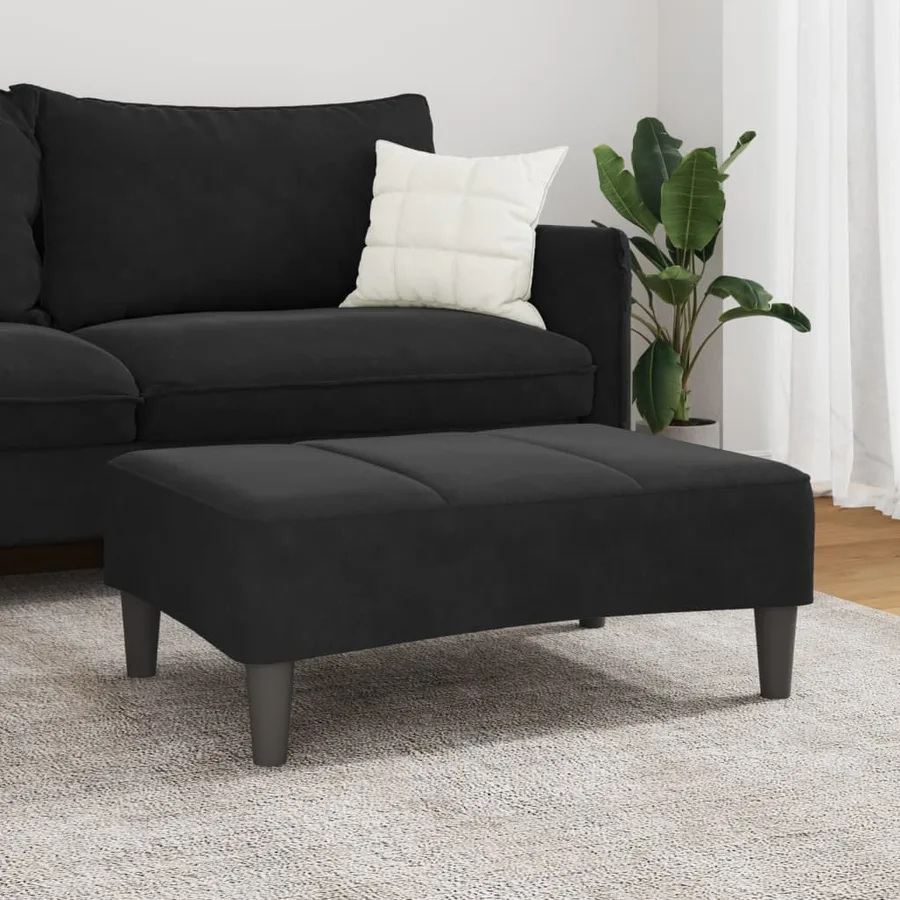 Repose-pied noir 77x55x31 cm velours - 3