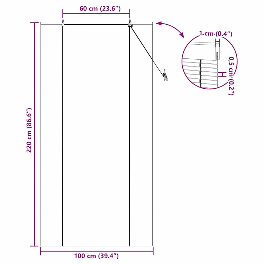 Store enrouleur Marron 100 x 220 cm Bambou - 15