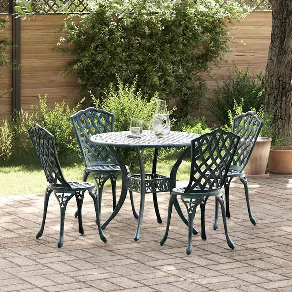 Ensemble de salle à manger pour jardin 5 pcs Vert Aluminium