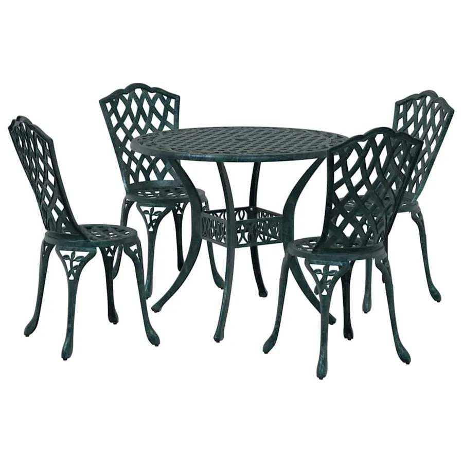 Ensemble de salle à manger pour jardin 5 pcs Vert Aluminium - 2