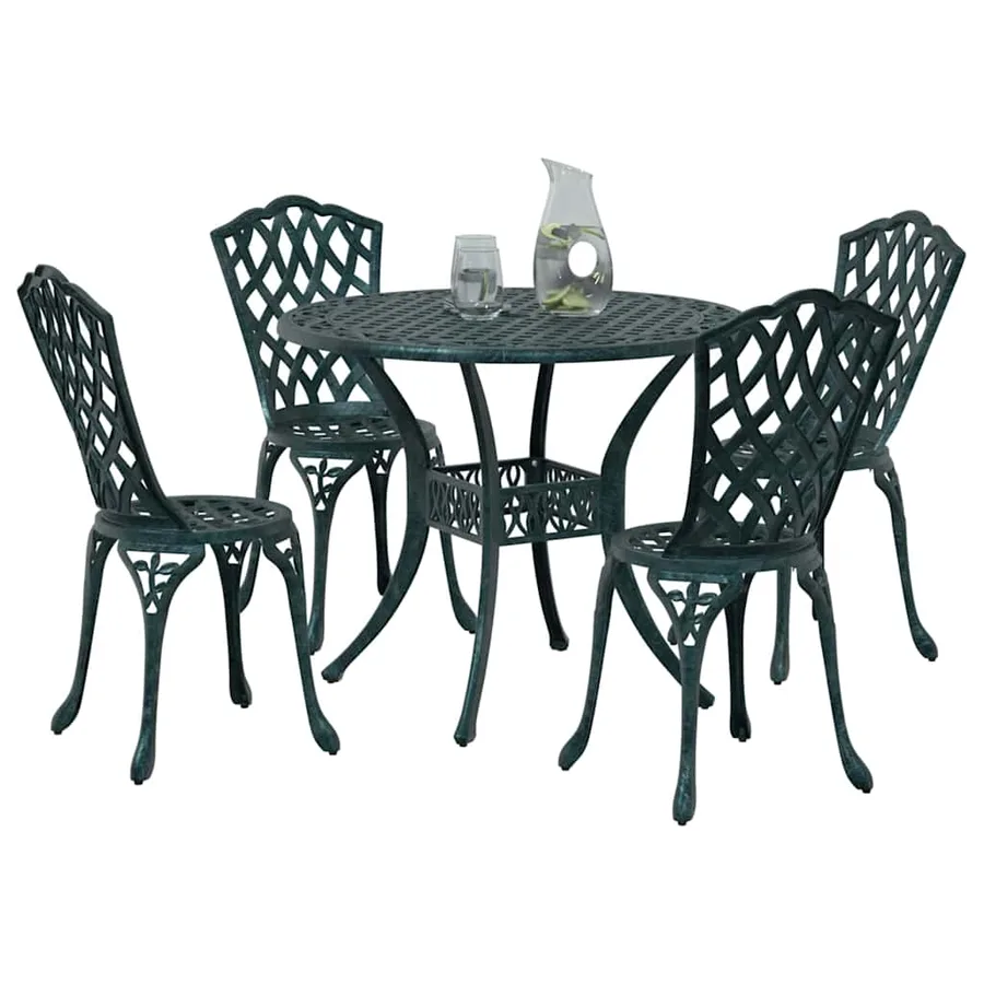 Ensemble de salle à manger pour jardin 5 pcs Vert Aluminium - 3