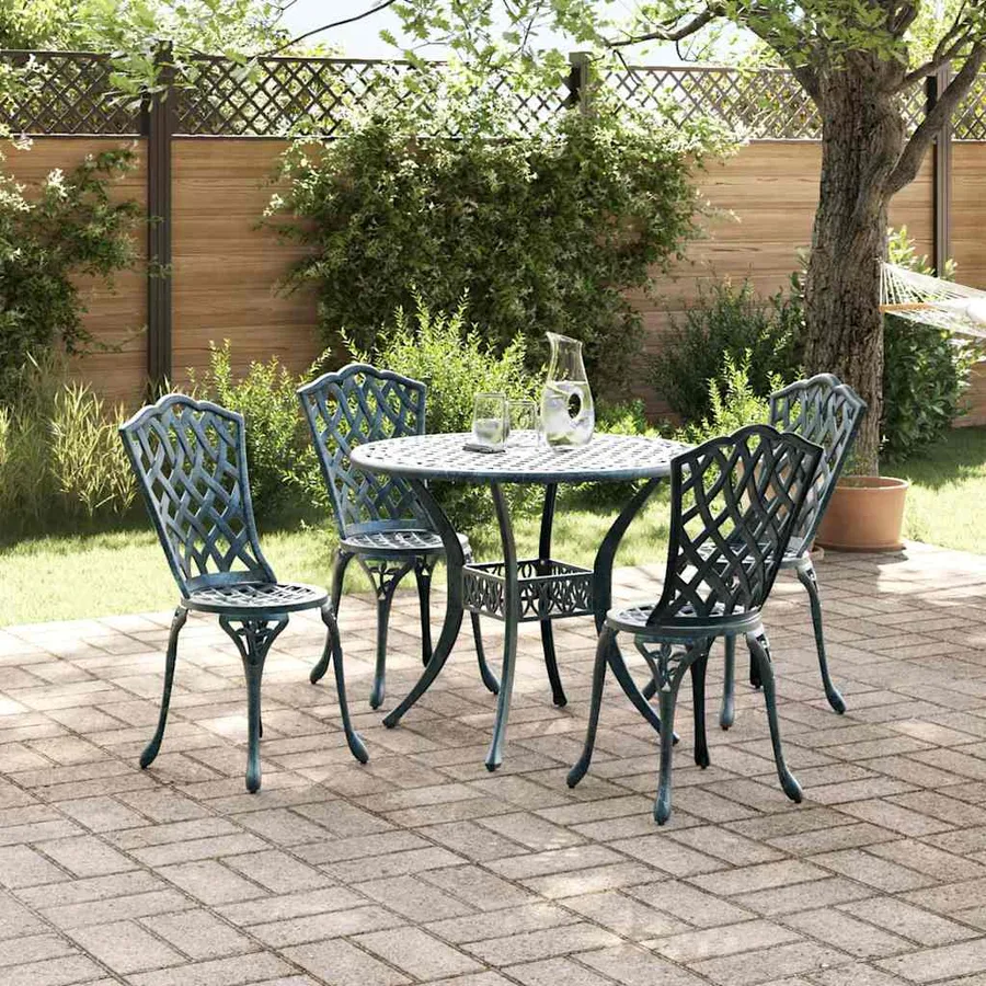 Ensemble de salle à manger pour jardin 5 pcs Vert Aluminium - 4