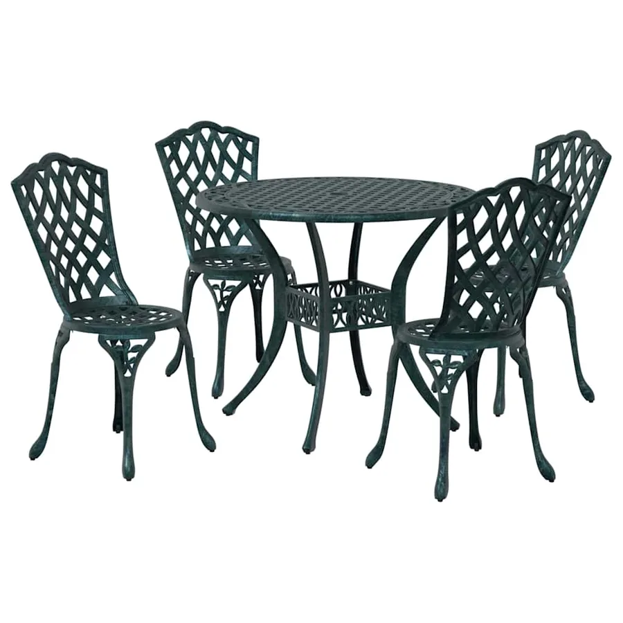Ensemble de salle à manger pour jardin 5 pcs Vert Aluminium - 7