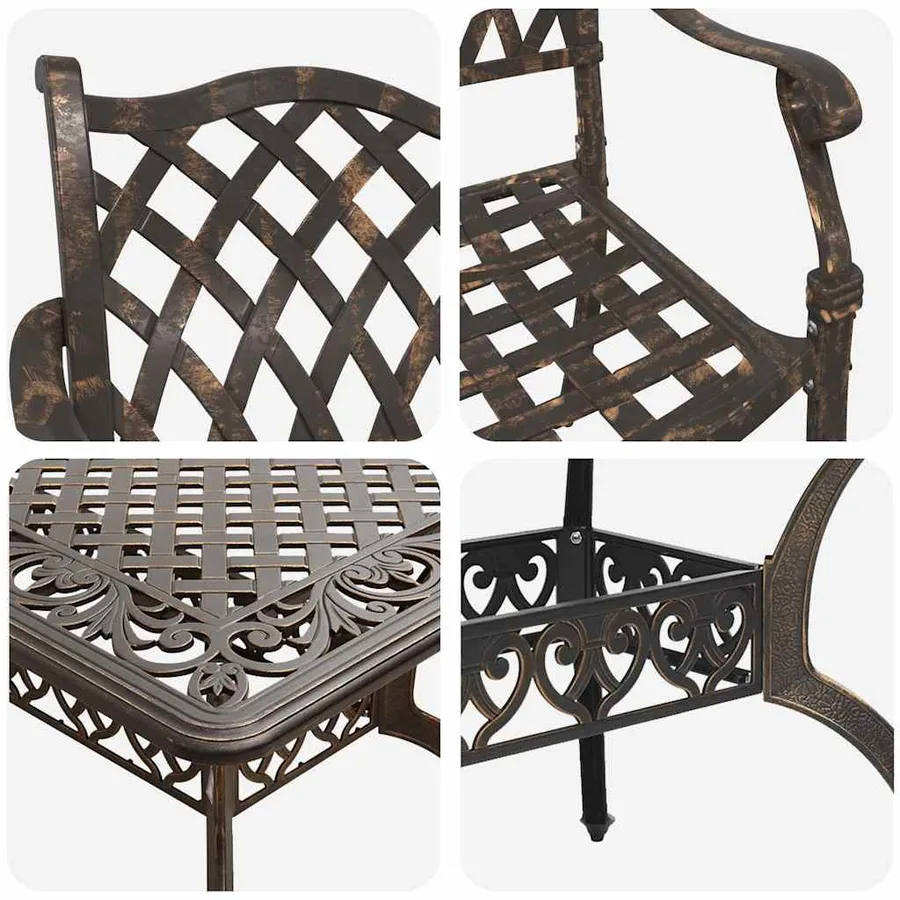 Ensemble de salle à manger pour jardin 7 pcs Bronze Aluminium - 11