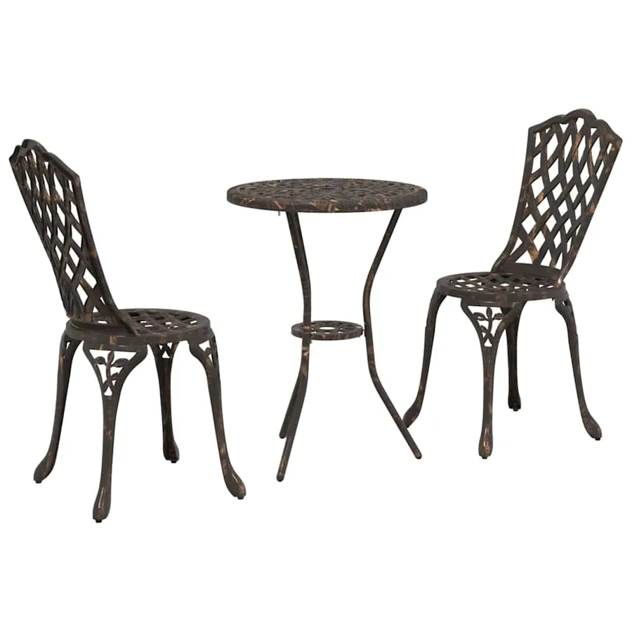 Ensemble bistro de jardin 3 pcs Bronze Aluminium - 2