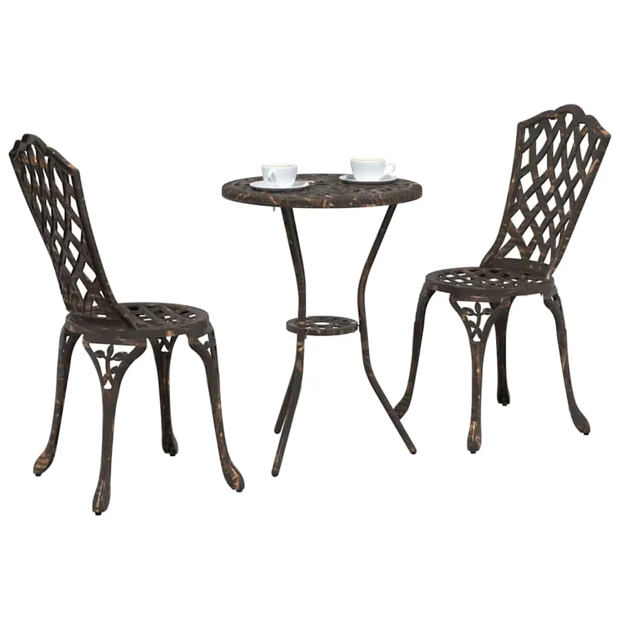 Ensemble bistro de jardin 3 pcs Bronze Aluminium - 3