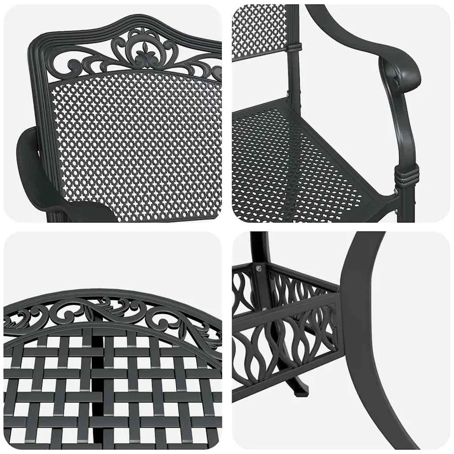 Ensemble de salle à manger pour jardin 7 pcs Noir Aluminium - 11