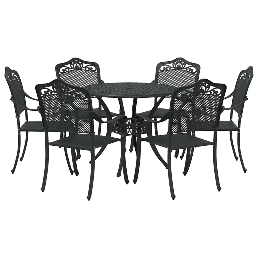 Ensemble de salle à manger pour jardin 7 pcs Noir Aluminium - 2
