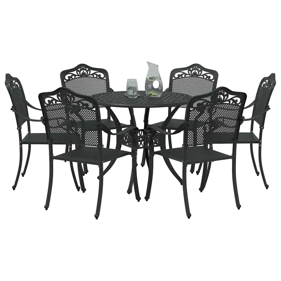 Ensemble de salle à manger pour jardin 7 pcs Noir Aluminium - 3