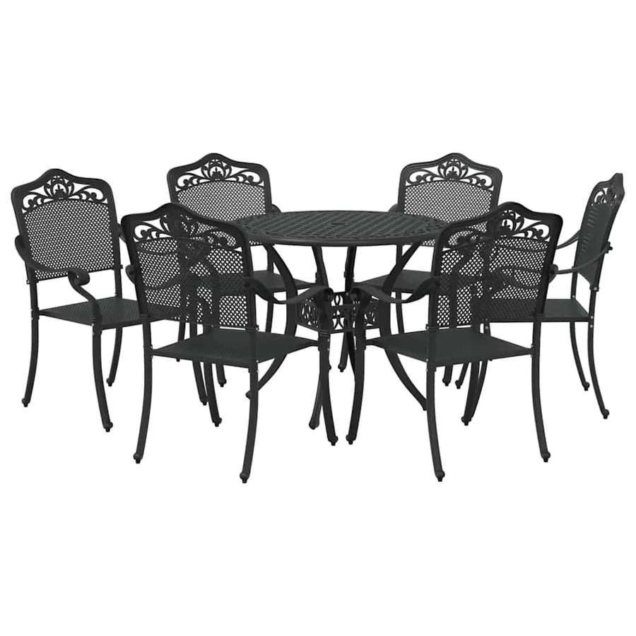 Ensemble de salle à manger pour jardin 7 pcs Noir Aluminium - 7
