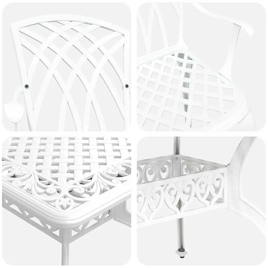 Ensemble de salle à manger pour jardin 7 pcs Blanc Aluminium - 11