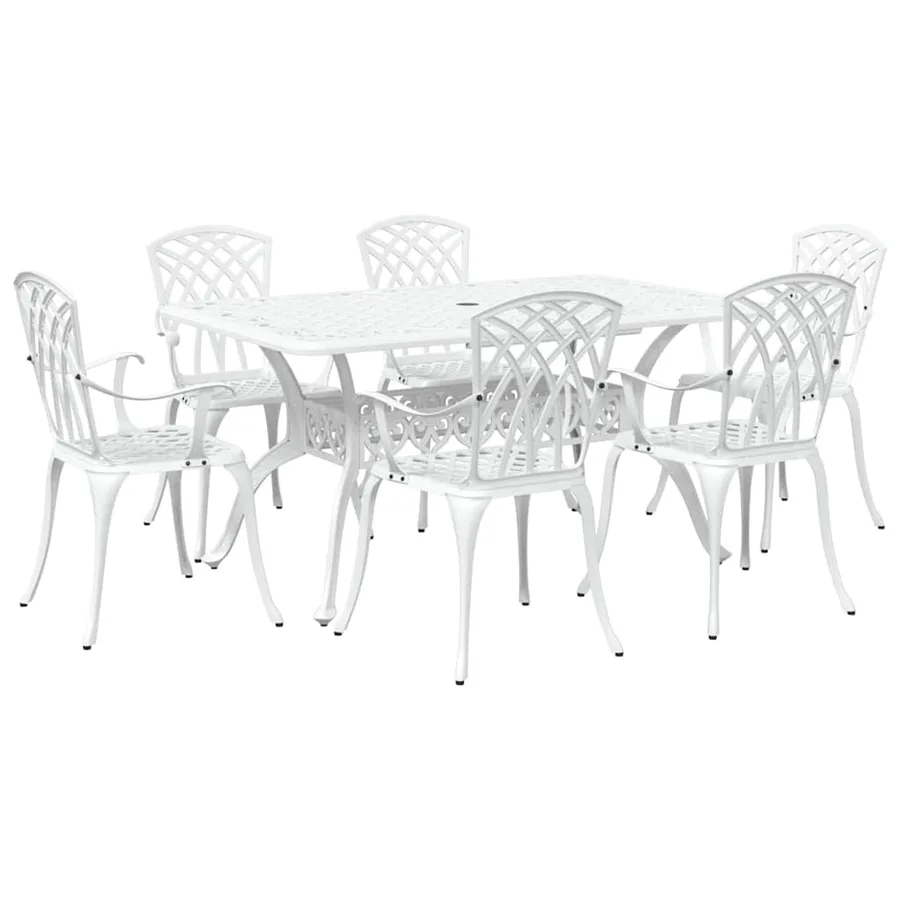 Ensemble de salle à manger pour jardin 7 pcs Blanc Aluminium - 2