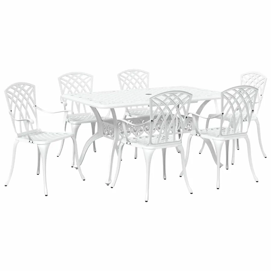 Ensemble de salle à manger pour jardin 7 pcs Blanc Aluminium - 5