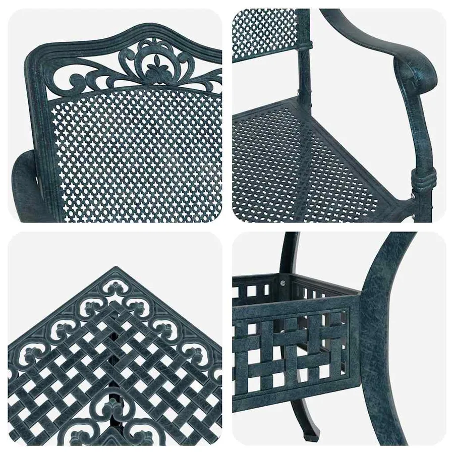 Ensemble de tables de jardin 5 pcs Vert Aluminium coulé - 11