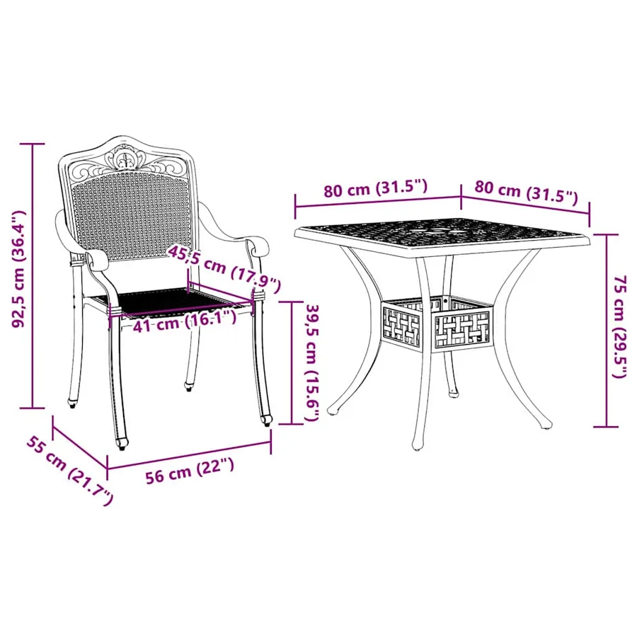 Ensemble de tables de jardin 5 pcs Vert Aluminium coulé - 13