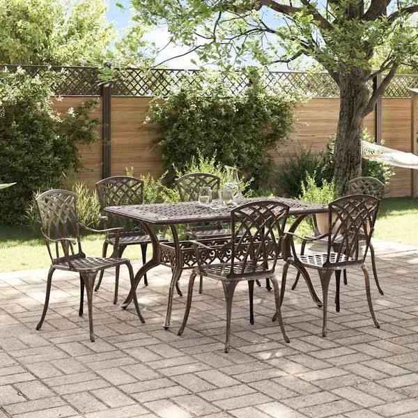 Ensemble de salle à manger pour jardin 7 pcs Bronze Aluminium