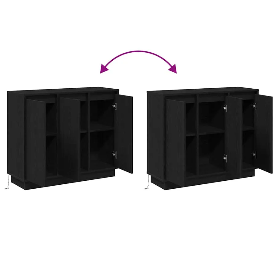 Buffet LED Chêne noir 90 x 32 x 75 cm Bois d'ingénierie - 15