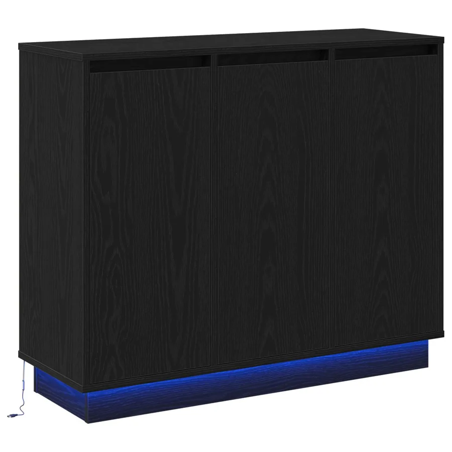 Buffet LED Chêne noir 90 x 32 x 75 cm Bois d'ingénierie - 2
