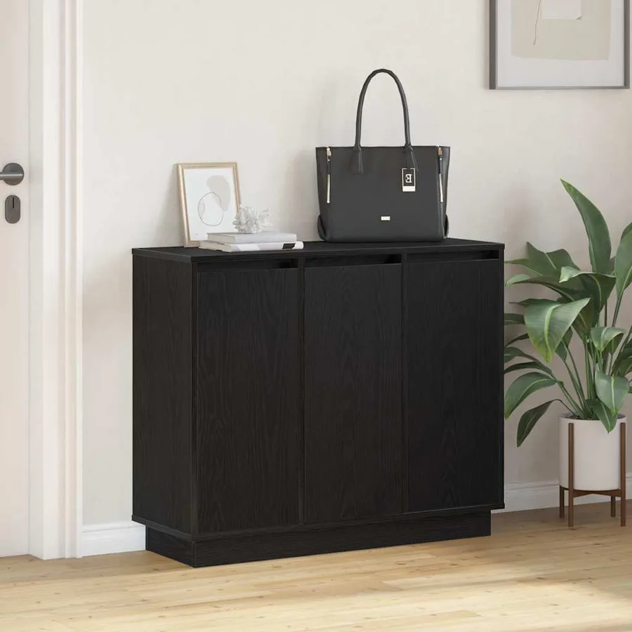 Buffet LED Chêne noir 90 x 32 x 75 cm Bois d'ingénierie - 5