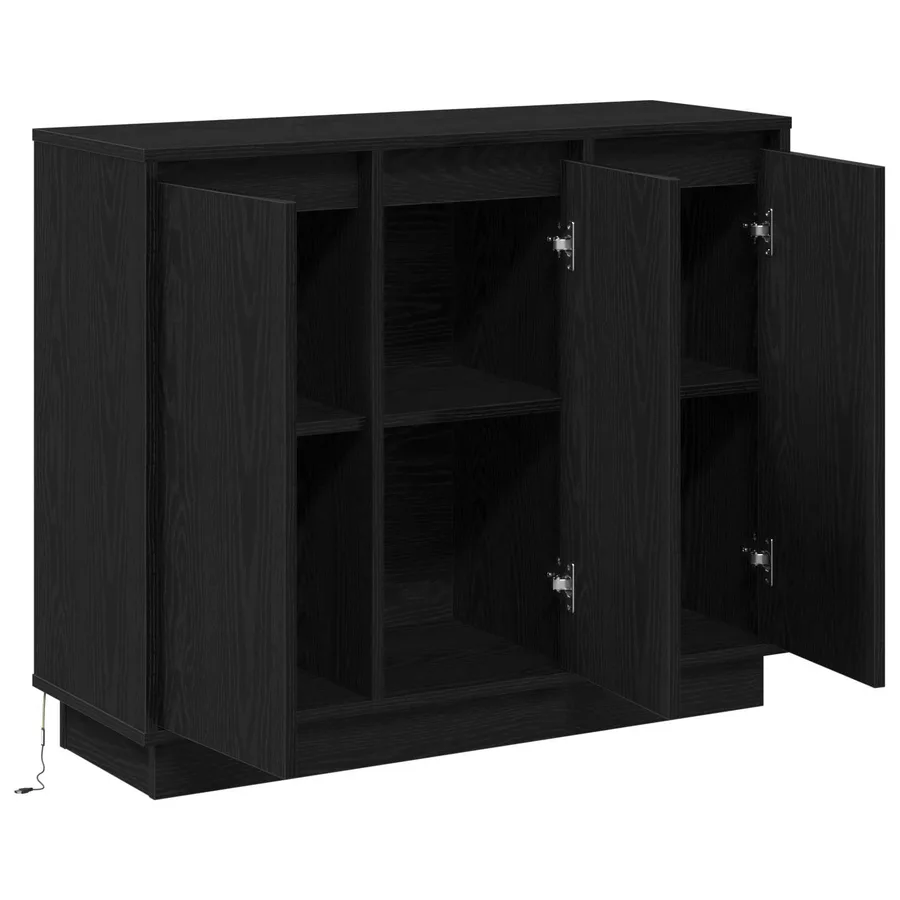 Buffet LED Chêne noir 90 x 32 x 75 cm Bois d'ingénierie - 7