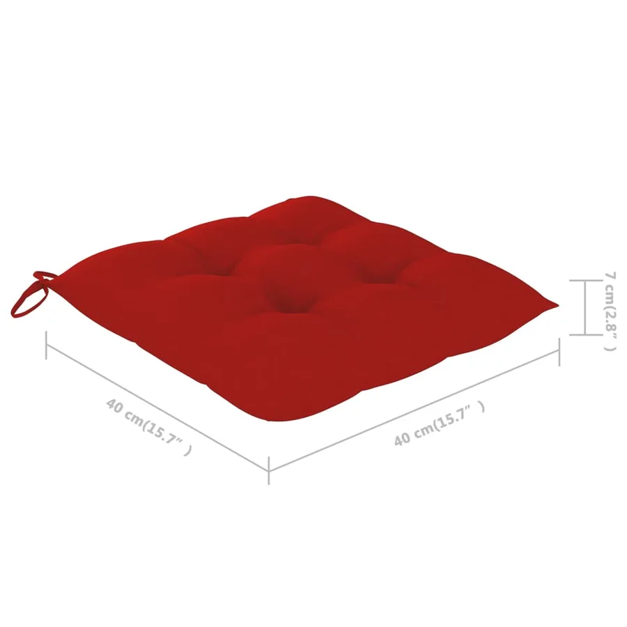 Chaises de jardin et coussins rouge lot de 8 Bois teck massif - 12