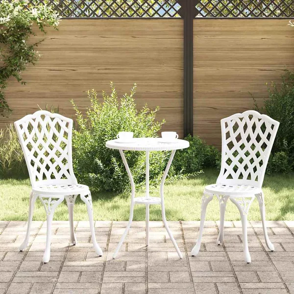Ensemble bistro de jardin 3 pcs Blanc Aluminium