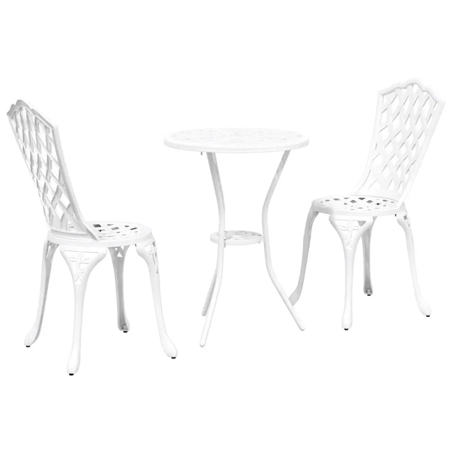 Ensemble bistro de jardin 3 pcs Blanc Aluminium - 2
