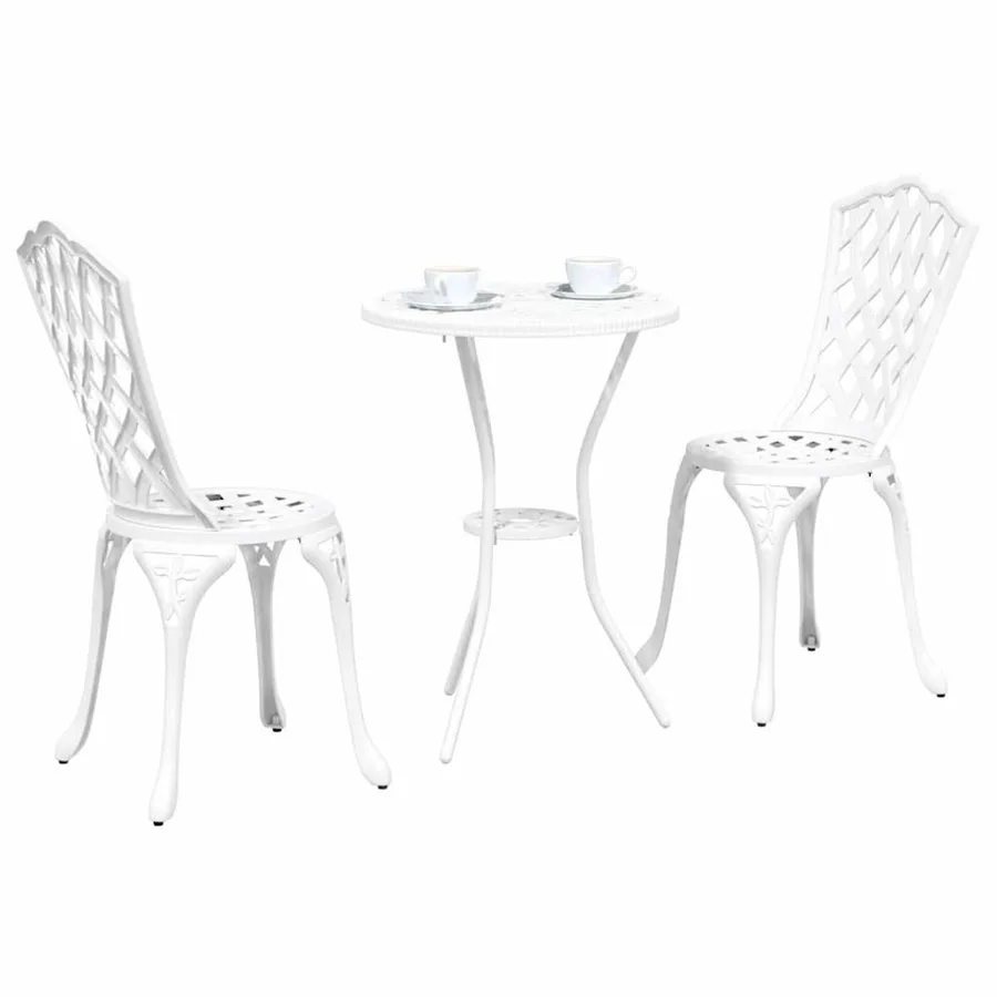 Ensemble bistro de jardin 3 pcs Blanc Aluminium - 3