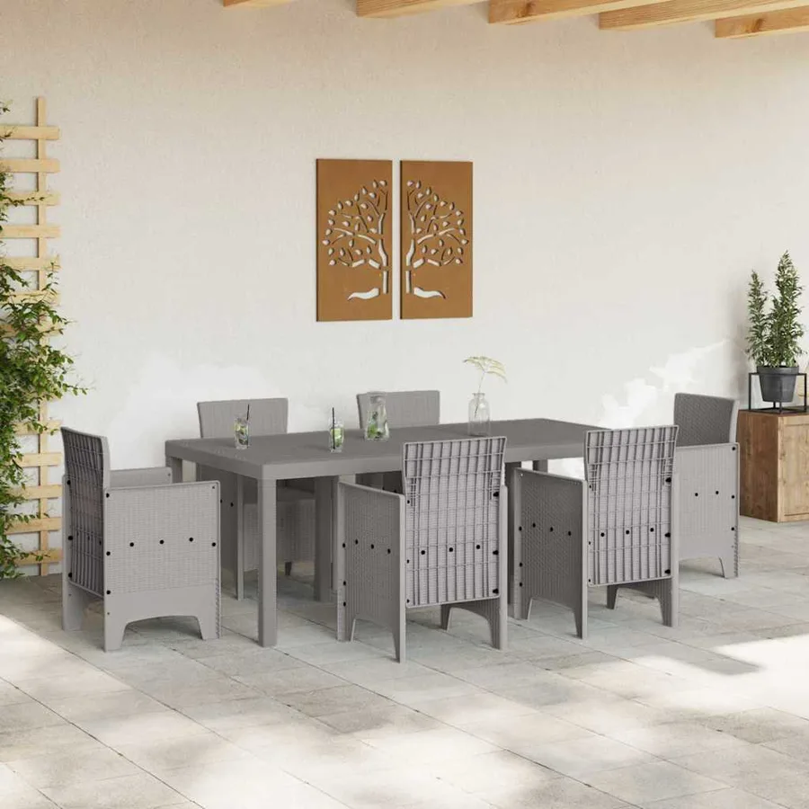Table de Jardin Gris clair 200 x 100 x 73 cm polyrotin - 3