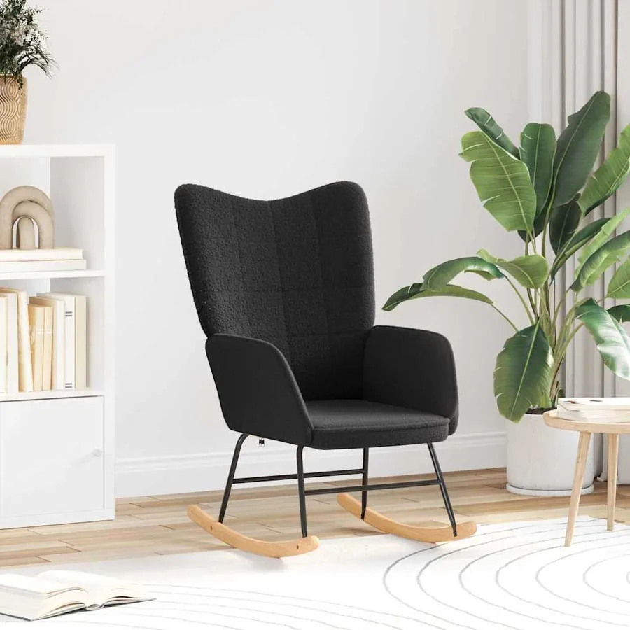 Chaise à bascule Noir Tissu Sherpa